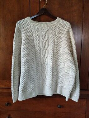Nili Lotan x Target Ivory Knit Fisherman Cable Crewneck Sweater Size 2X